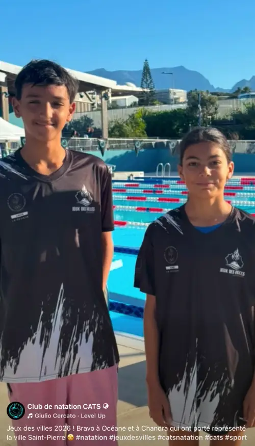 Jeux des villes 2026 ! Bravo à Océane et à Chandra qui ont porté représenté la ville Saint-Pierre 🤩 #natation #jeuxdesvilles #catsnatation #cats #sport